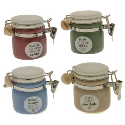 1 PZ GIOIOSA Barattolo Portaconfetti ceramica 6 cm BOMBONIERA