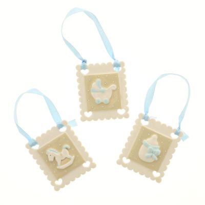 1 PZ DECO' Biscotto in resina celeste BOMBONIERA bambino
