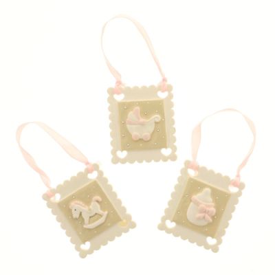 1 PZ DECO' Biscotto in resina ROSA BOMBONIERA bambina