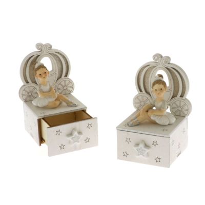 1 PZ LUCE BALLET Ballerina resina su scatola di legno portaconfetti