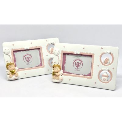 1 PZ ANGELINO Cornice Portafoto resina ROSA 15x9 cm BOMBONIERA