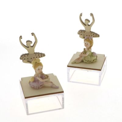 1 PZ Alice Ballerina su scatola plex con ballerina legno BOMBONIERA