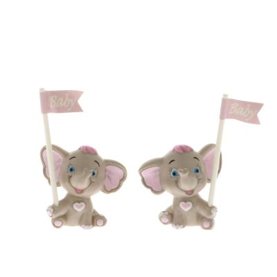 1 PZ Elefante Elefantino ROSA in resina 7.5 cm BOMBONIERA