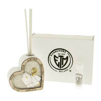 AMORE Profumatore resina CUORE CRESIMA 7 cm BOMBONIERA