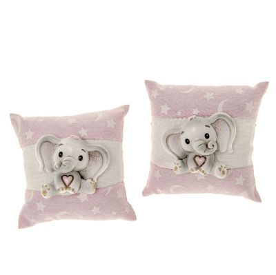 1 PZ NEVE Cuscino portaconfetti con elefante ROSA 9 cm BOMBONIERA