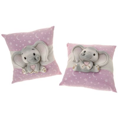 1 PZ NEVE Cuscino portaconfetti con elefante ROSA 18 cm BOMBONIERA