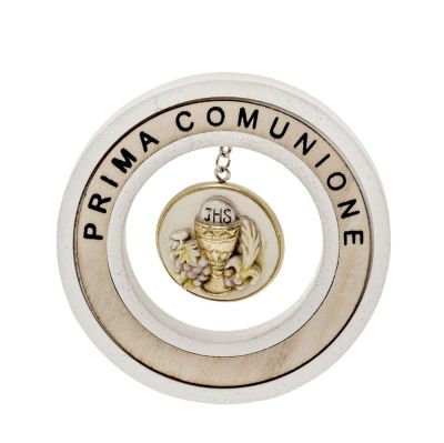 PENDOLO icona PRIMA COMUNIONE in resina 9 cm BOMBONIERA