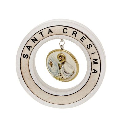PENDOLO icona SANTA CRESIMA in resina 9 cm BOMBONIERA