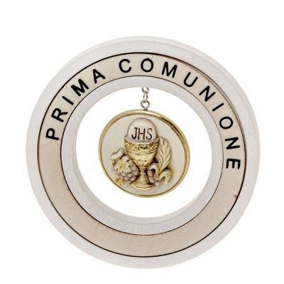 PENDOLO icona PRIMA COMUNIONE in resina 11 cm BOMBONIERA