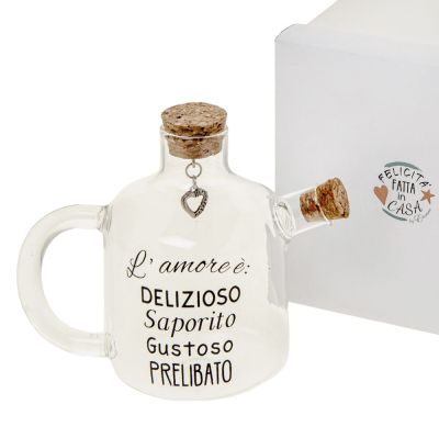 SAPORITO OLIERA in vetro con scritta 12.5cm in scatola regalo BOMBONIERA