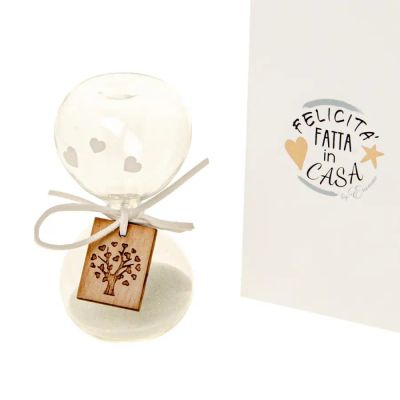 NUANCE Clessidra 10 cm con tag legno e scatola regalo BOMBONIERA