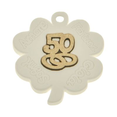 Decorazione BOMBONIERA NOZZE D'ORO Gessetto quadrifoglio 50