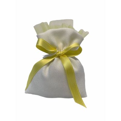 Sacchetto Portaconfetti GIALLO crepe con tulle 9x12 cm BOMBONIERA