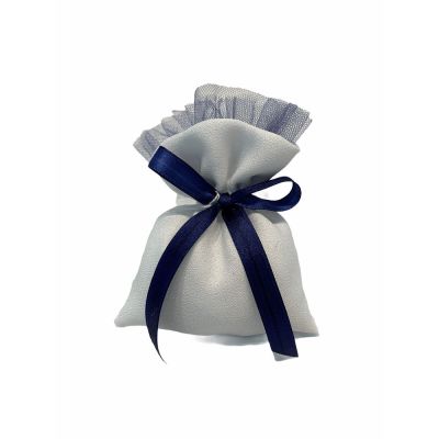 Sacchetto Portaconfetti BLU crepe con tulle 9x12 cm BOMBONIERA