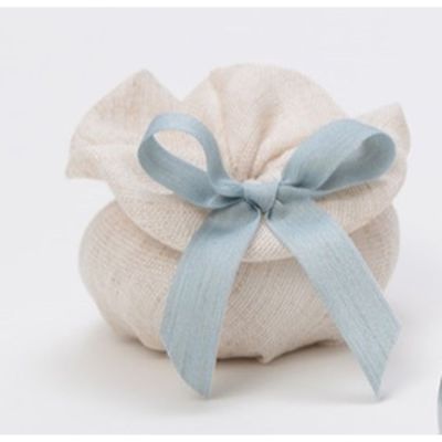 Sacchetto portaconfetti LINO con FIOCCO CELESTE 10x6 cm BOMBONIERA