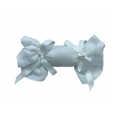 Caramella portaconfetti rouche cotone morbido BIANCO 16x10 cm BOMBONIERA