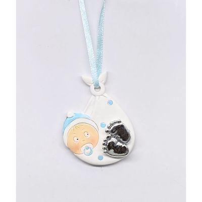 Bambino nel fagottino piedi piedini argentati Decorazione Bomboniera