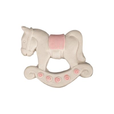 Gesso Gessetto Cavallo a dondolo Bianco e ROSA decorazione Bomboniera