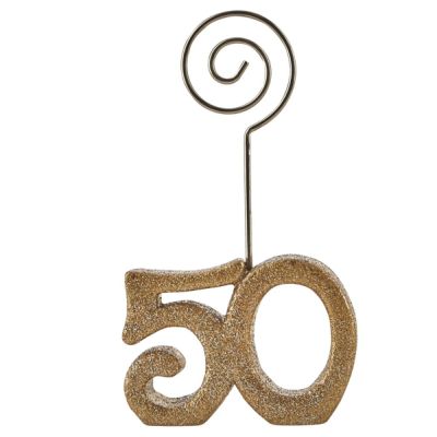 Segnaposto memoclip numero 50 glitter ORO 5x9 cm BOMBONIERA