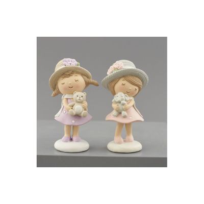 1 PZ BAMBINA Bimba resina con CAPPELLINO 5x5x10 cm BOMBONIERA