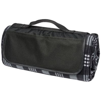 Coperta in pile picnic pic nic motivo scozzese NERO 135x120 cm