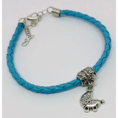 ZAMA Bracciale CELESTE ciondolo mini passeggino BOMBONIERA Bambino
