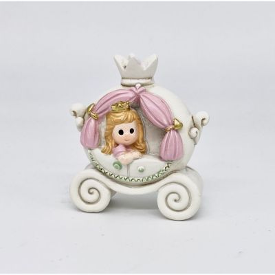 CARROZZA con PRINCIPESSA in resina da 6 cm BOMBONIERA