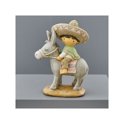 Bambino Messicano in resina con Ciuco Asino 12.5x7.5x17 cm BOMBONIERA