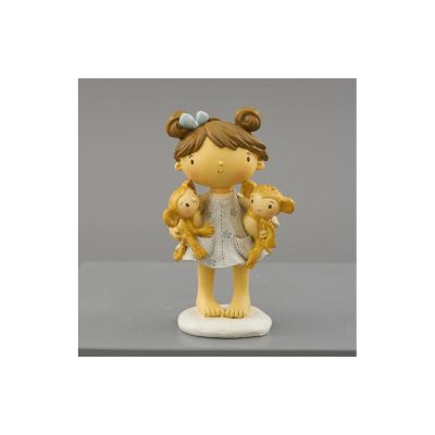 Statuina resina BAMBINA con SCIMMIETTE 9x7x15.3 cm BOMBONIERA
