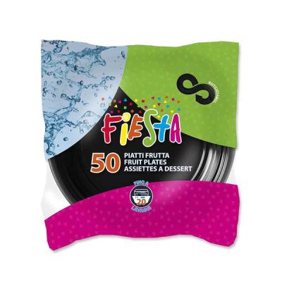 50 PIATTI Dessert Frutta in plastica riutilizzabili 17 cm colore NERO