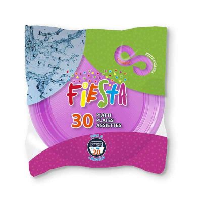 30 PIATTI PIANI plastica RIUTILIZZABILI 22 cm COLORE FUXIA