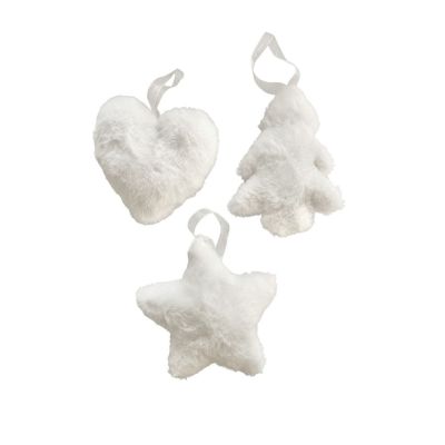 1 PZ Decorazione ALBERO DI NATALE in morbido PELUCHE BIANCO 13 cm