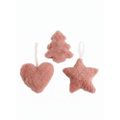 1 PZ Decorazione ALBERO DI NATALE in morbido PELUCHE ROSA 13 cm