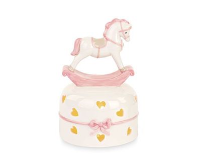 CAVALLINO ROSA in porcellna con luce led 15 cm BOMBONIERA