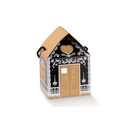 BLACK LITTLE HOUSES 12x12x11 cm Casa Casetta di NATALE con Cordino