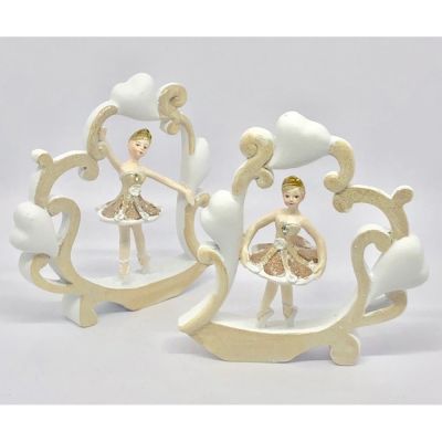 1 PZ Cuore Ballerina in resina 12.5x12.5 cm BOMBONIERA