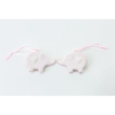 1 PZ Calamita porcellana ELEFANTE ELEFANTINO rosa 7x4.5 cm BOMBONIERA