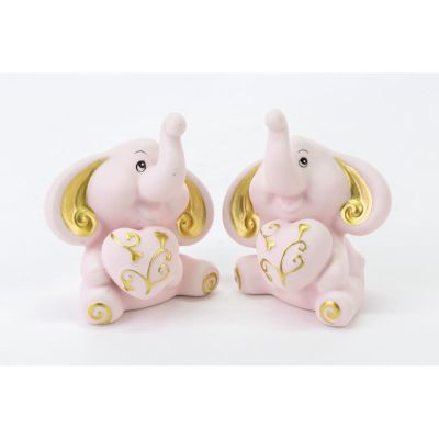 1 PZ Elefante Elefantino ROSA e ORO 6x5x7 cm BOMBONIERA