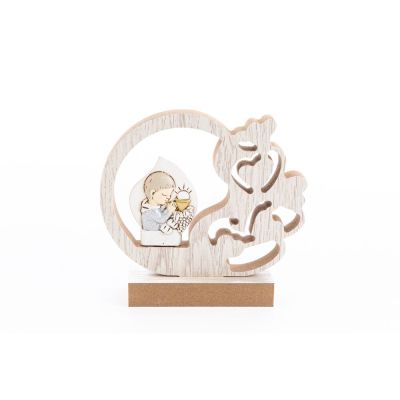 BAMBINO Prima comunione legno e resina 10x3x9 cm BOMBONIERA