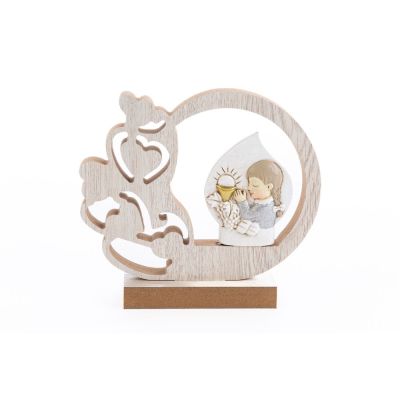 BAMBINA Prima comunione in legno e resina 12.5x3x11 cm BOMBONIERA