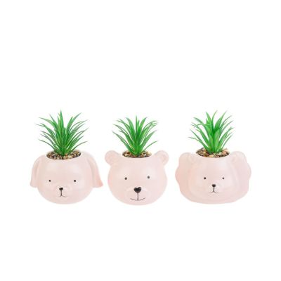 1 PZ Portapiantina ANIMALI ANIMALETTI porcellana ROSA BOMBONIERA