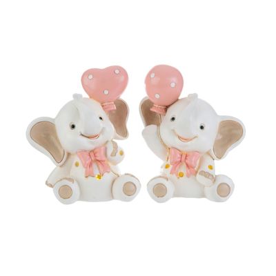 1 PZ Elefante Elefantino ROSA resina luce led 10x6x12 cm BOMBONIERA