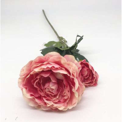 Fiore Artificiale  RANUNCOLO ROSA 2 boccioli da 50 cm