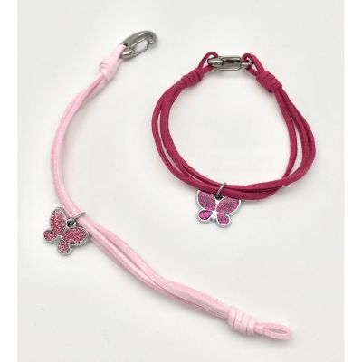 1 PZ Bracciale Braccialetto colorato con FARFALLA GLITTER bomboniera
