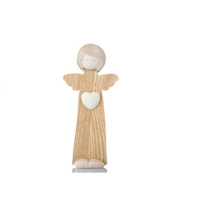 Angelo in Gres e legno 16.5 cm BOMBONIERA