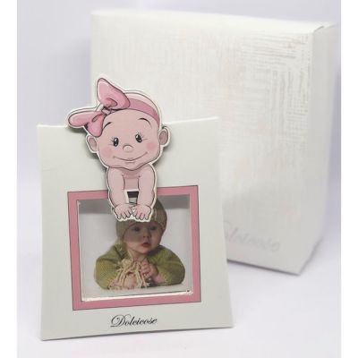 LOLITA Cornice Portafoto ROSA con bambina 15X11 cm MADE IN ITALY