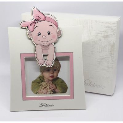 LOLITA Cornice Portafoto ROSA con bambina 20x15 cm MADE IN ITALY