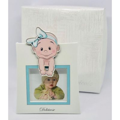 LOLITA Cornice Portafoto Celeste con bambino 15X11 cm MADE IN ITALY