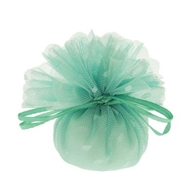 FLORA Velo pois VERDE ACQUA portaconfetti con tirante 24 cm BOMBONIERA