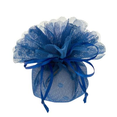 FLORA Velo pois BLU portaconfetti con tirante 24 cm BOMBONIERA